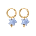 Pendientes de aro de estrella de mar bañados en oro de 18K con colgantes azul claro - Azul claro