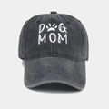 Λεπτομερές κέντημα κειμένου DOG MOM σε βαμβακερό καπέλο μπέιζμπολ με πλύσιμο - Ρυθμιζόμενο / Μαύρο