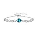 Pulsera de plata 925 con piedra azul en forma de pera y cristales blancos - Plata 925 / Azul Océano