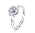 Adjustable floral crown ring with a 1-carat six-prong zirconia cluster in silver tone - Adjustable Open / J242 1 Carat