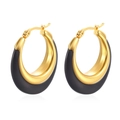 Retro C-Ohrringe mit schwarz-weißem Tropföl-Design und Goldbeschichtung - Gold mit Schwarz