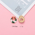 Christmas wreath alloy pendant with red and green enamel, size 15x19mm for DIY jewelry - Christmas Wreath (F308-1) / 10 Pieces/Pack (15*19mm)