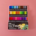 Lot de 60 feutres aquarelle à double pointe avec pinceau souple et pointe fine de 0,4 mm - 60 Couleurs/En boîte
