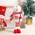 Standing Christmas snowman doll in red and white knit outfit with ski poles and cozy scarf - Large / Snowman