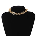Exaggerated chunky multi-layer gold metal chain necklace displayed on a black bust - Matte Gold Chunky Chain