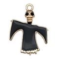 Golden Halloween skeleton reaper charm with black enamel cloak for DIY jewelry making - 1pc Black Skeleton Reaper (25x19mm)