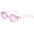 Occhiali da sole ovali vintage con montatura viola trasparente e lenti rosa tenue - Viola Trasparente / Rosa Sfumato