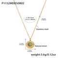 Dettagli dimensionali della collana in acciaio inossidabile con pietra naturale verde - Ciondolo Pietra Verde Rotondo (P1152-Oro)