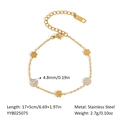 18K gold plated stainless steel flower bracelet with sparkling crystal accents - Full Zirconia Flower Anklet (YYB025075)