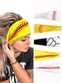 Elastic sports headband with baseball stitching print for running and fitness - Solid Color 5-piece Set