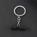 Dumbbell pendant necklace in black finish for fitness enthusiasts and gym lovers - Black Dumbbell Keychain (D1330-3)