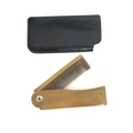 Green Sandalwood Folding Comb + Black Leather Case
