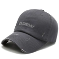 Casquette vintage anthracite avec broderie SATURDAY et détails d'usure tendance - Réglable / Gris