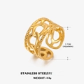 Adjustable 18K gold-plated stainless steel chain ring for women in minimalist style - Interwoven Chain Design (ZN158) / Gold