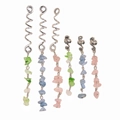 Silberne Spiral-Haaranhänger mit grünen, blauen und rosa Steinperlen für Dreadlocks - 6er-Set wie abgebildet