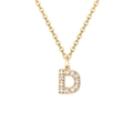 14K gold plated stainless steel necklace featuring a crystal-paved letter D pendant - Letter D-14K Gold
