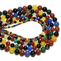 Macro display of colorful natural stone round beads for DIY jewelry making and crafts - Colored Agate / 4mm Approx 93pcs