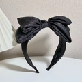 Sparkling black fabric headband featuring a large 3D bow design for a vintage retro look - Large Bow (FK-B299 Black)