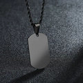 Macro view of a smooth black metal military tag pendant with a matching twisted rope chain - Military Tag / Black