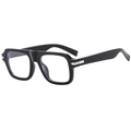 Classic black square frame glasses with silver metal accents and blue light blocking lenses - Glossy Black (Anti Blue Light Lens)