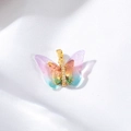 Pendente a farfalla dorato con sfumatura viola-blu e intarsio di cristalli scintillanti - Farfalla Gradiente Viola Blu Oro 14K (H-11982)