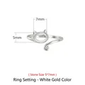 Cat shaped 925 silver ring setting with 5x7mm stone mount in platinum finish - Platinum (Stone 5*7mm)