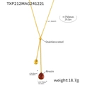 Spécifications de taille pour un collier en acier inoxydable doré avec pendentif résine - Collier en résine rouge / Rouge