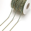 Golden claw chain roll with emerald green and white rhinestones for DIY jewelry - 2mm Royal Blue