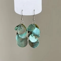 Close-up detail of iridescent blue shell disc tassel earrings with elegant silver hooks - 6# Ear Hook - Blue-Green Gradient Disc Style / Teal