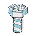 Cute light blue and white enamel screw pin with screw text engraving for clothes - Blue White Screw