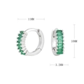 Dimensions détaillées des boucles d'oreilles créoles en argent S925 et zircons verts - Argent 925 / Argent/Vert