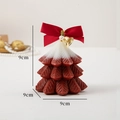 Christmas tree scented candle in red and white gradient with bow and bell, 9x9x9cm - Fishbone Pine Christmas Tree / Dark Red