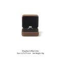 Coffee brown velvet ring box with diamond ring display and 6.2x5.2x3.5cm dimensions - Knot Dark Brown - Single Ring Box / Metal Velvet Wrapped Box