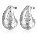 Pendientes vintage de corazón en acero inoxidable plateado con baño de oro de 18K - Color Acero