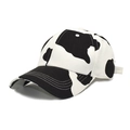 Fashionable cow print cotton baseball cap for men and women with adjustable back strap - Adjustable (56-60cm) / Cow Print White