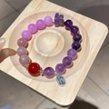 Beaded amethyst snake wrap bracelet with silver pendant and Nafu lucky charm - 46# Fortune Attracting Purple Series Bracelet (Exquisite Gift Box)