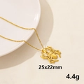 Golden stainless steel spider pendant necklace with detailed textures, 25x22mm size - Spider / Gold