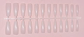 Detail of long ballerina press-on nails in translucent nude pink with glossy UV finish - Nude Pink (CBLL-40)