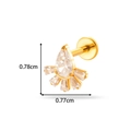 Gold titanium internally threaded labret stud with teardrop and trapezoid zirconia stones - Fan Shape Style (T2553-4#) / Gold