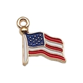 Independence Day American flag alloy charm pendant with colorful enamel and gold trim - Classic US Flag