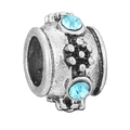 Vintage Embossed Floral Sky Blue Crystal Style (39) / Normal Specification / Silver