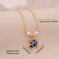 Collana dorata con ciondolo a tartaruga in smalto blu e perle eleganti - Tartaruga Marina (1#) / Oro/Blu