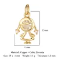 Pendentif cœur en cuivre et zircone rose doré mesurant 15x11 mm pour colliers - Fille Dorée-VB206