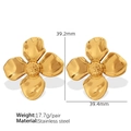 Golden flower-shaped stainless steel earrings with pearl petals and 18K gold finish - Gold Earrings (EH384G)
