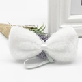 White fluffy bow tie accessory with elastic band for animal costumes and pet dressing - White Bowknot