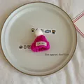 Mini pink knitted Christmas hat with white pom-pom and lovely label for DIY crafts - Solid Color Letter Hat - Pink / 1 Piece