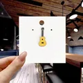 Cute cartoon yellow guitar enamel brooch pin with black handle for clothes and bags - 143*Yellow Guitar Musical Pin