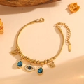 Bracciale vintage in acciaio inossidabile dorato con occhio greco e goccia blu - Bracciale Malocchio a Goccia d'Acqua (D319)