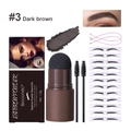 Eyebrow powder stencil kit in dark brown shade with twelve diverse shaping templates - 3# Dark Brown