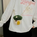 Minibolso bandolera de punto en forma de seta verde bosque y crema con detalle de puerta amarilla - Verde